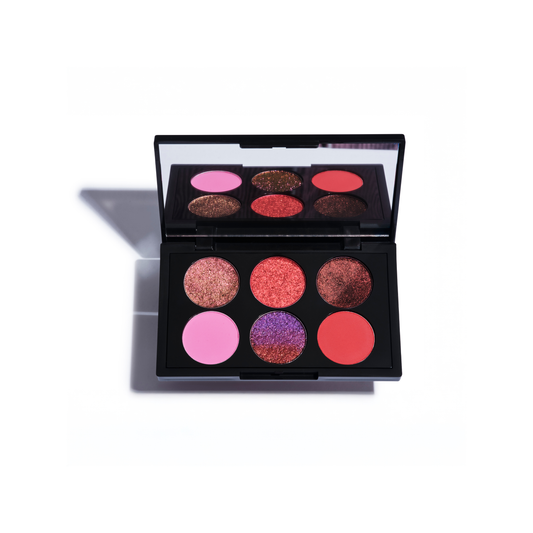 "With Love" Limited Edition Valentines Day 6 Pan Multi-chrome Palette (Red and Pink, 4 Multi-chrome, 2 Matte, Mirror, Compact)