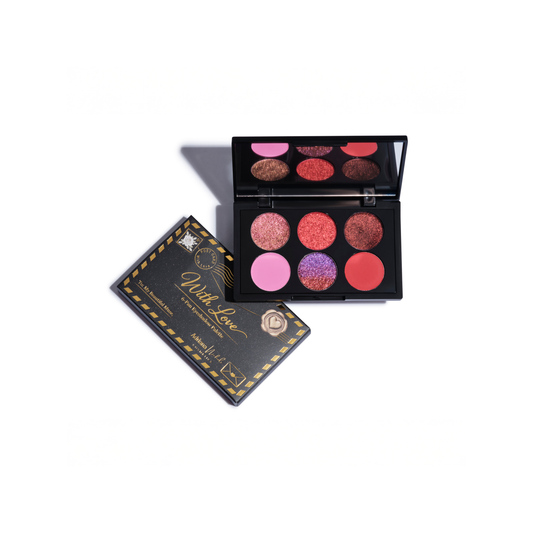 "With Love" Limited Edition Valentines Day 6 Pan Multi-chrome Palette (Red and Pink, 4 Multi-chrome, 2 Matte, Mirror, Compact)