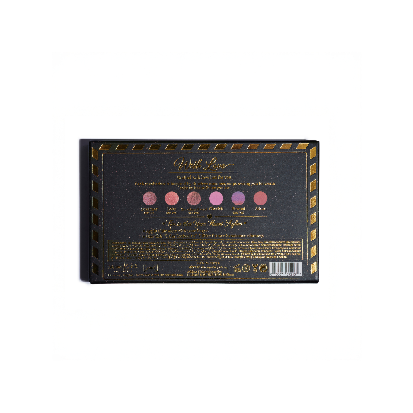 "With Love"  Limited Edition Valentines Day 6 Pan Multi-chrome Palette  (Red and Pink, 4 Multi-chrome, 2 Matte, Mirror, Compact)